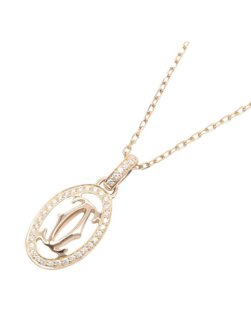 Cartier Necklace Double C Diamond 18K Pink Gold
